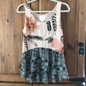 Anthropologie Maeve Silk Finley Feather Tank, 6